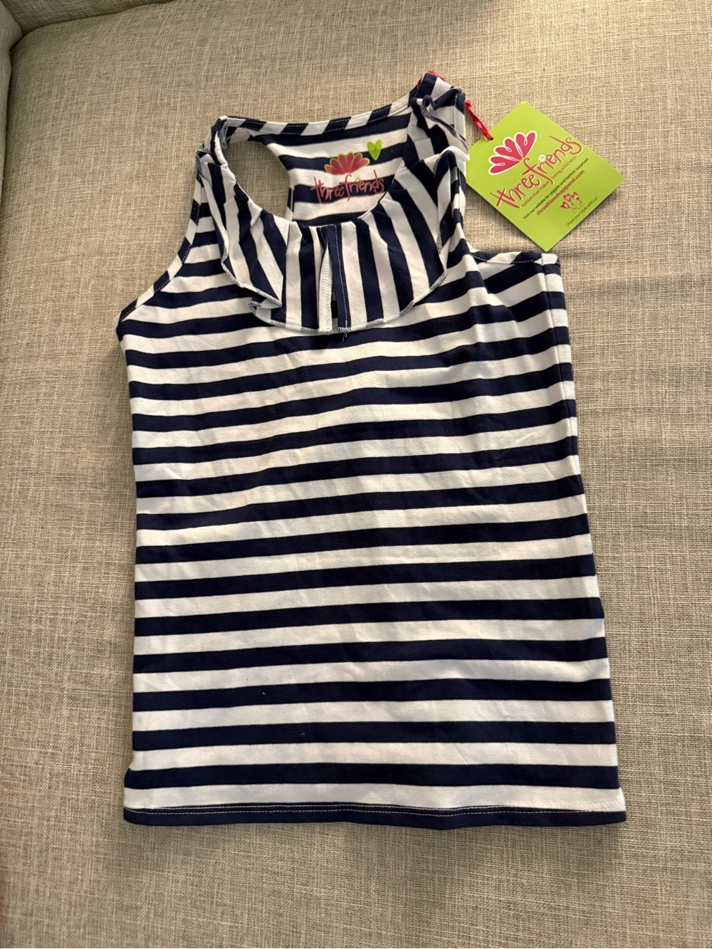 FRIENDS Navy & White Striped Racerback Tank